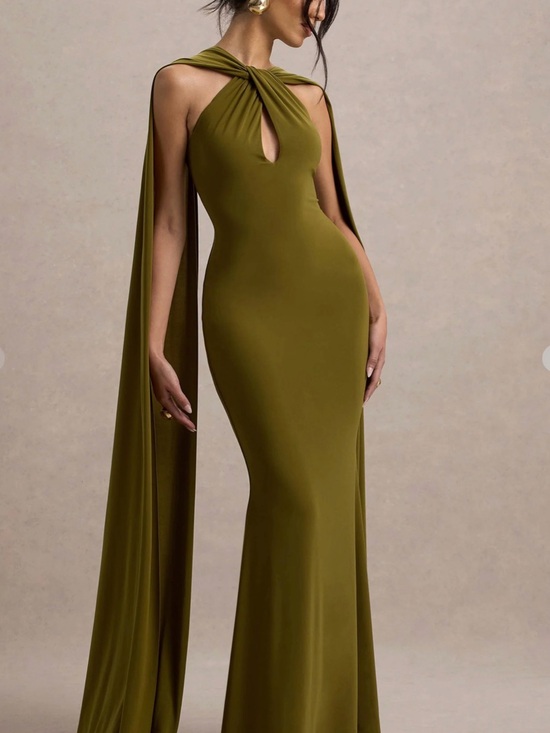 Club L London Dresses & Skirts - Club L London Olive One-Shoulder Twist Gown